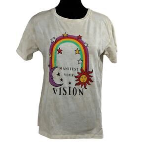Wonder Nation Manifest Your Vision Tee Shirt Top XL (14-16) Cream Beige Tie Dye